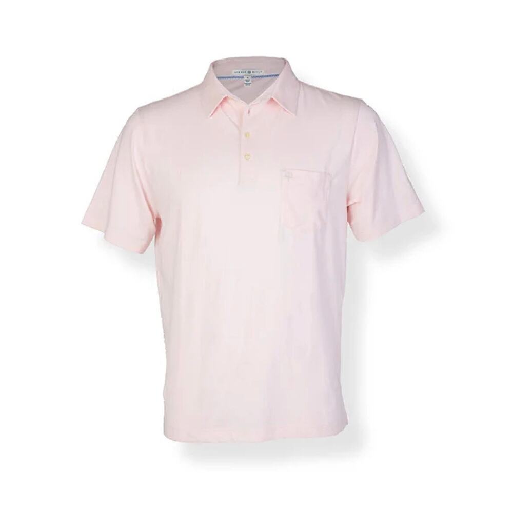 Strong Boalt Men's Pink & White Striped Short Sleeve Polo - Size‎ M